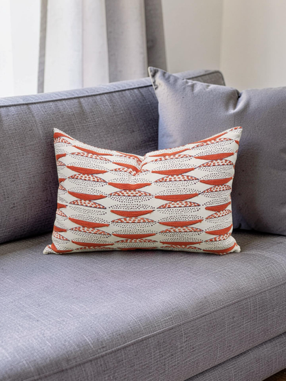 Seemakrish Lumbar Pillow Worli Desar Orange 12x18" Knife Edge Cover