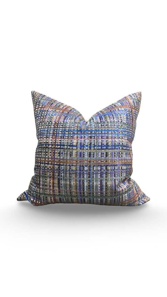 Designer Fabric Chroma Plaid Amethyst 22x22" Knife Edge Decorative Throw Pillow