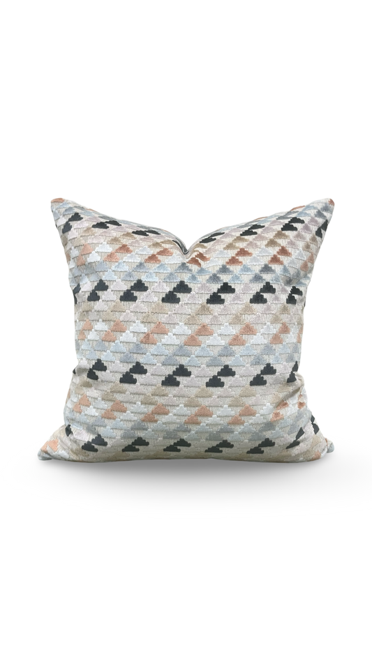 Designer Fabric Vidi Sky Slate Taupe 22x22" Knife Edge Decorative Throw Pillow