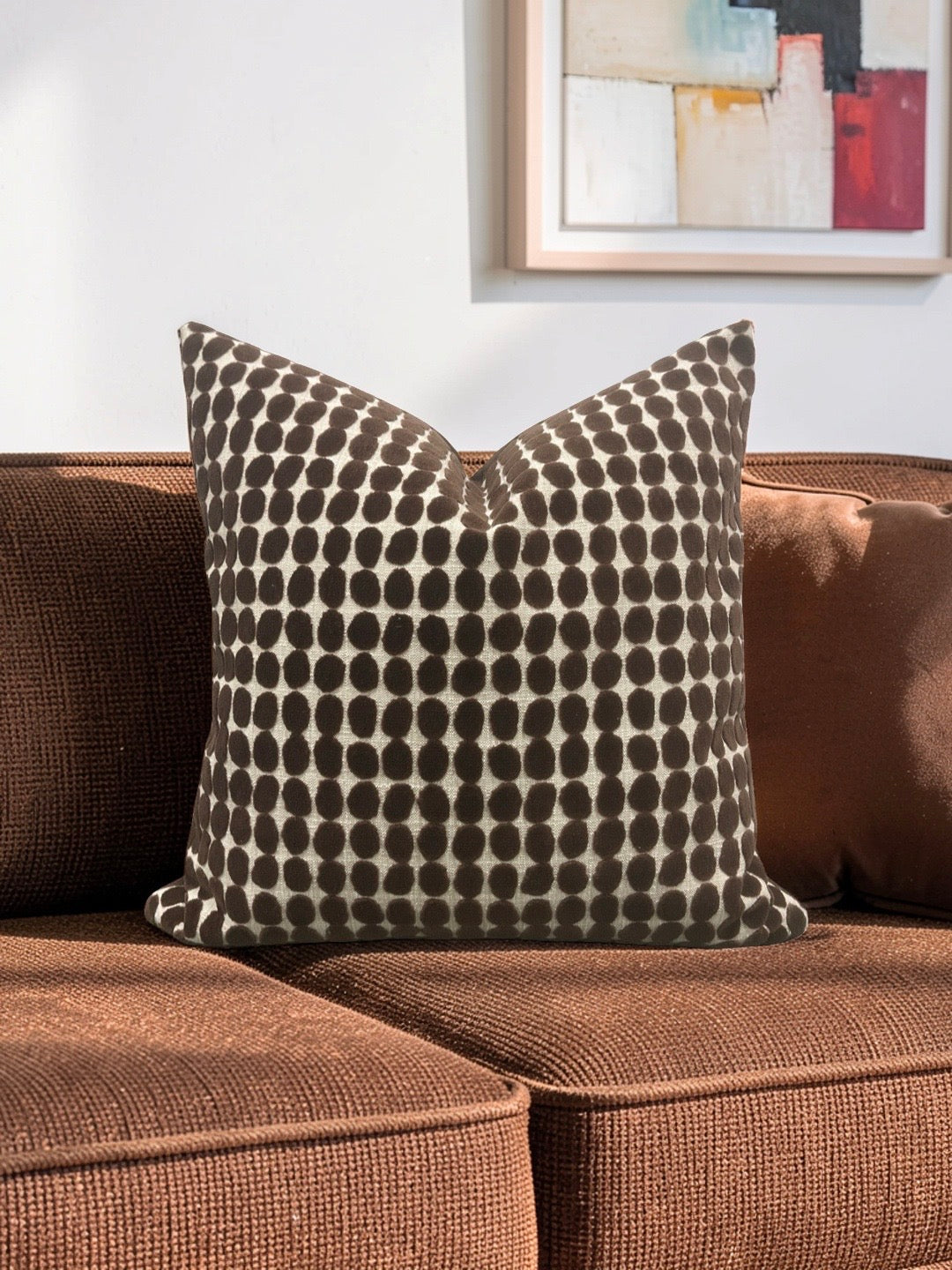 Decorative Pillow Loopy Spot Chocolate 20x20" Knife Edge Cover