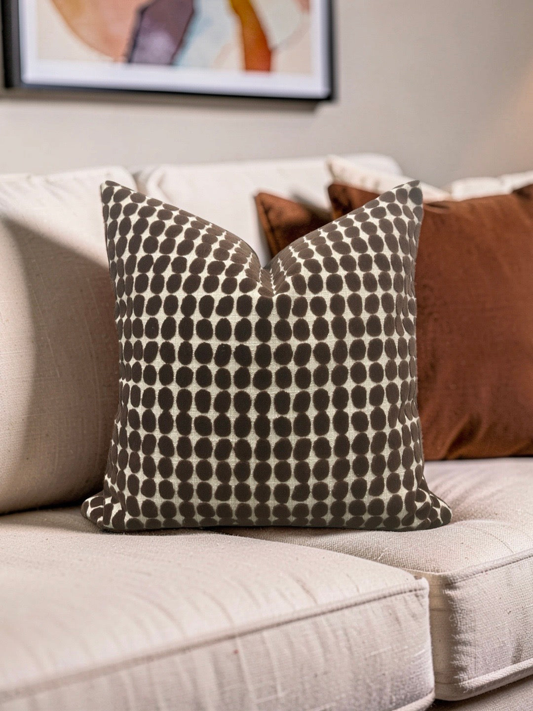 Decorative Pillow Loopy Spot Chocolate 20x20" Knife Edge Cover