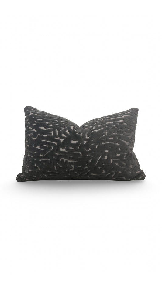 Harlequin Lumbar Pillow Lyrical  Black Earth 12x18" Knife Edge Cover