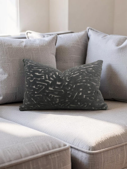 Harlequin Lumbar Pillow Lyrical  Black Earth 12x18" Knife Edge Cover