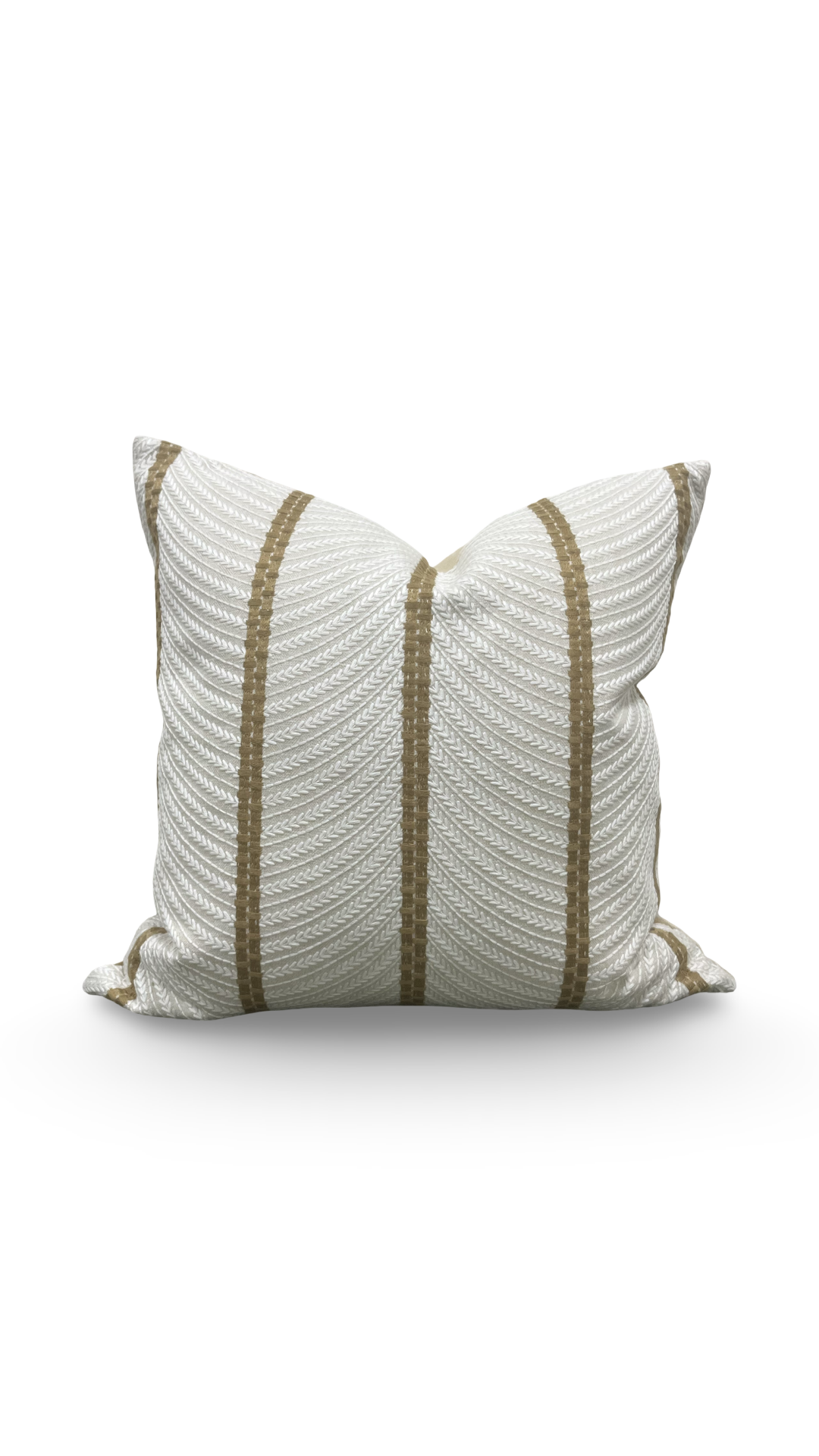Decorative pillow with striped pattern on a white background