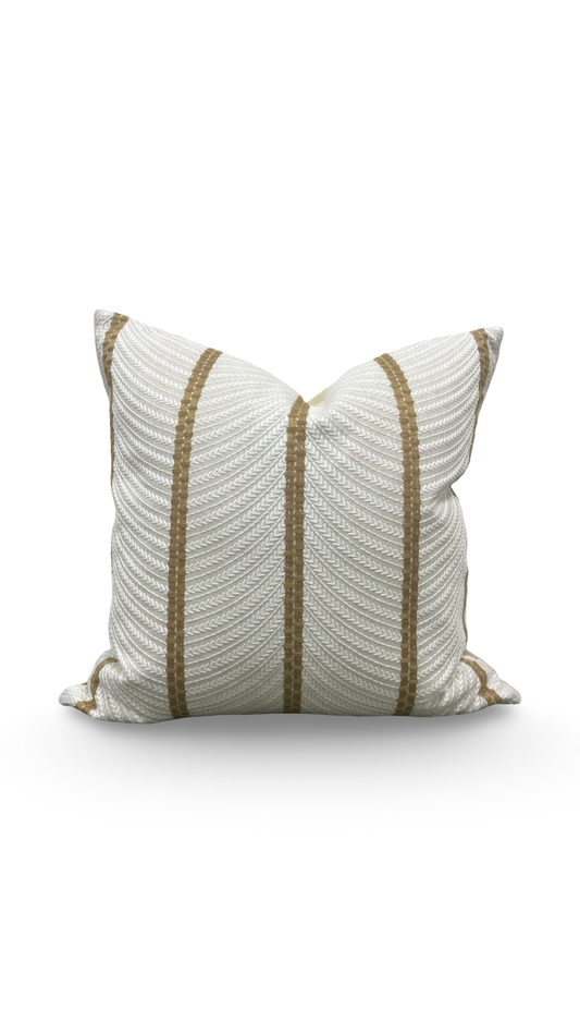 Decorative pillow with striped pattern on a white background