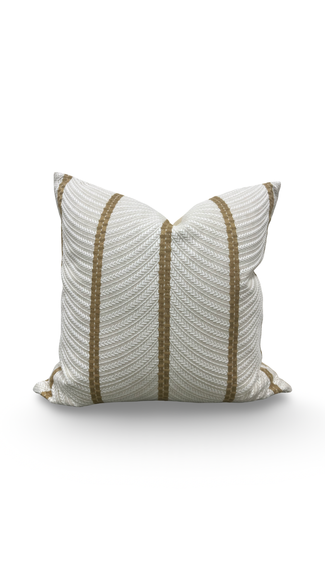 Decorative pillow with striped pattern on a white background