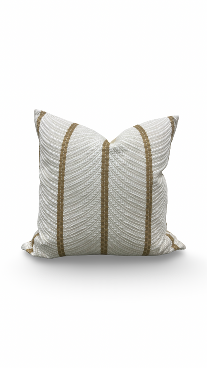 Decorative pillow with striped pattern on a white background