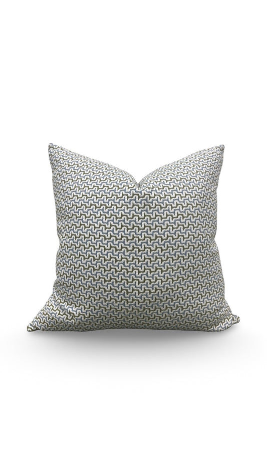 Decorative Pillow Sashiko Sky Olive 22x22" Knife Edge Cover