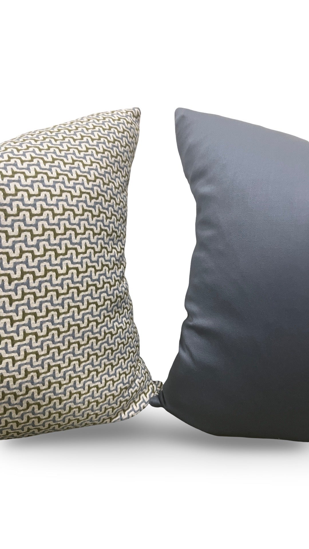 Decorative Pillow Sashiko Sky Olive 22x22" Knife Edge Cover