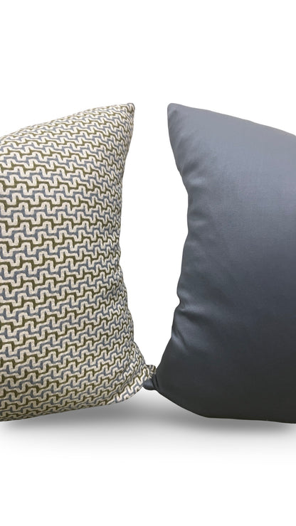 Decorative Pillow Sashiko Sky Olive 22x22" Knife Edge Cover