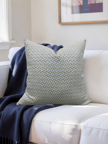 Decorative Pillow Sashiko Sky Olive 22x22" Knife Edge Cover