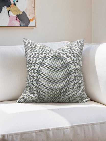 Decorative Pillow Sashiko Sky Olive 22x22" Knife Edge Cover