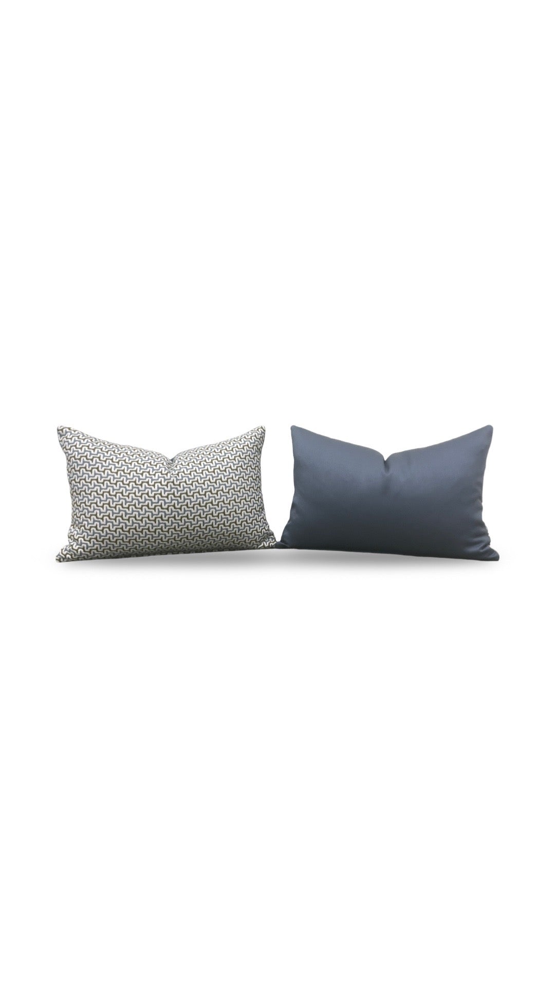 Lumbar Pillow Sashiko Sky/Olive 12x18" Knife Edge Cover