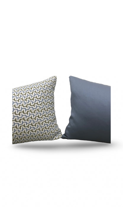 Lumbar Pillow Sashiko Sky/Olive 12x18" Knife Edge Cover