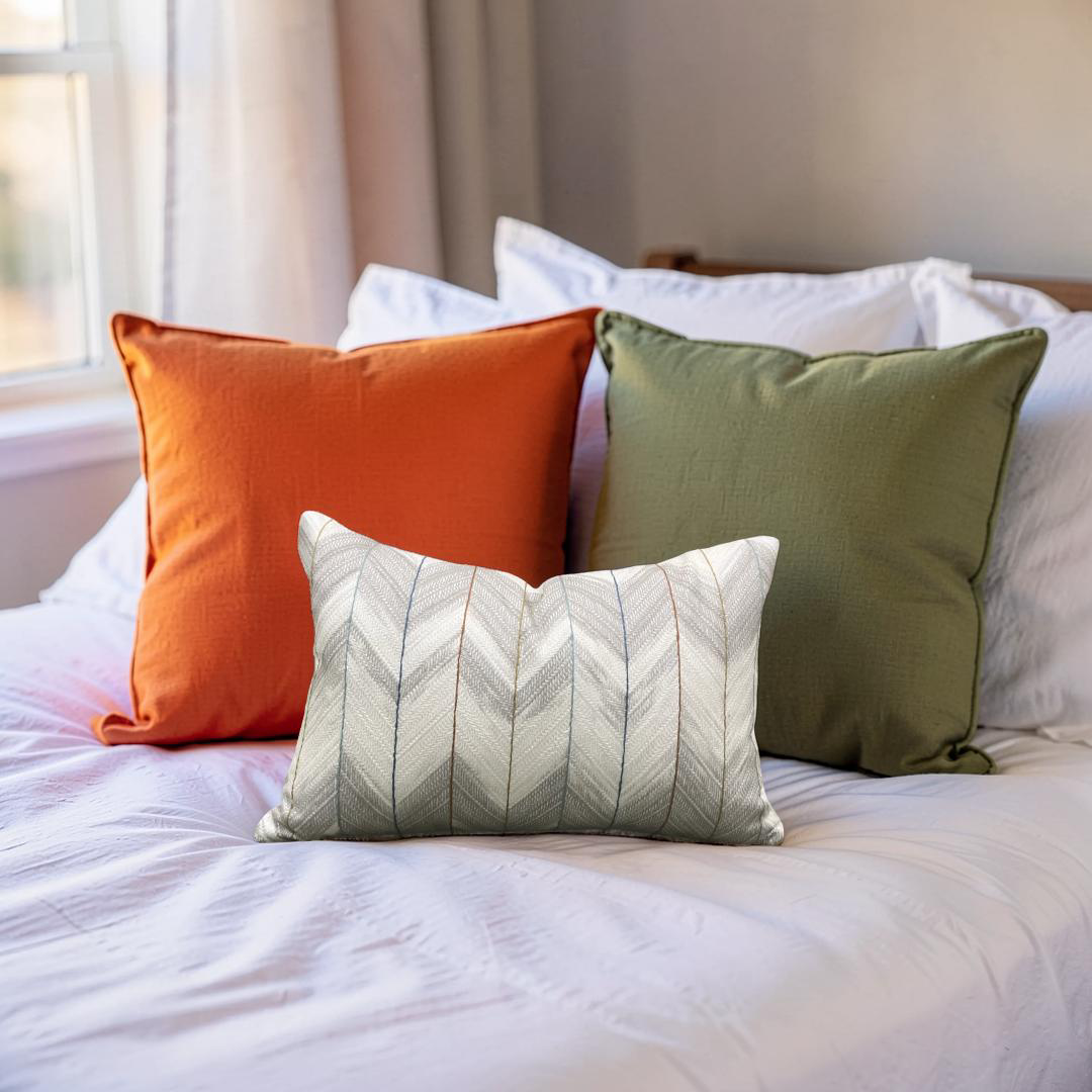 Lumbar Pillow Suisai Taupe Paprika 12x18" Knife Edge Cover