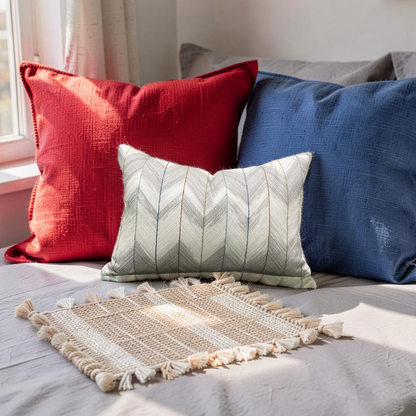 Lumbar Pillow Suisai Taupe Paprika 12x18" Knife Edge Cover