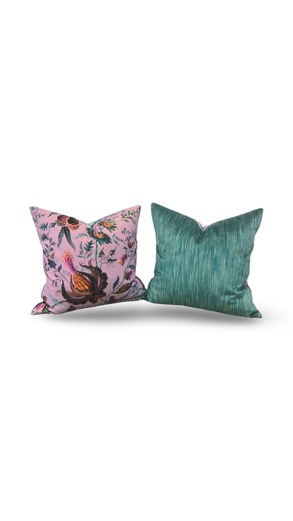 Wonderland Floral Amethyst Lapis 18x18" Knife Edge Decorative Throw Pillow