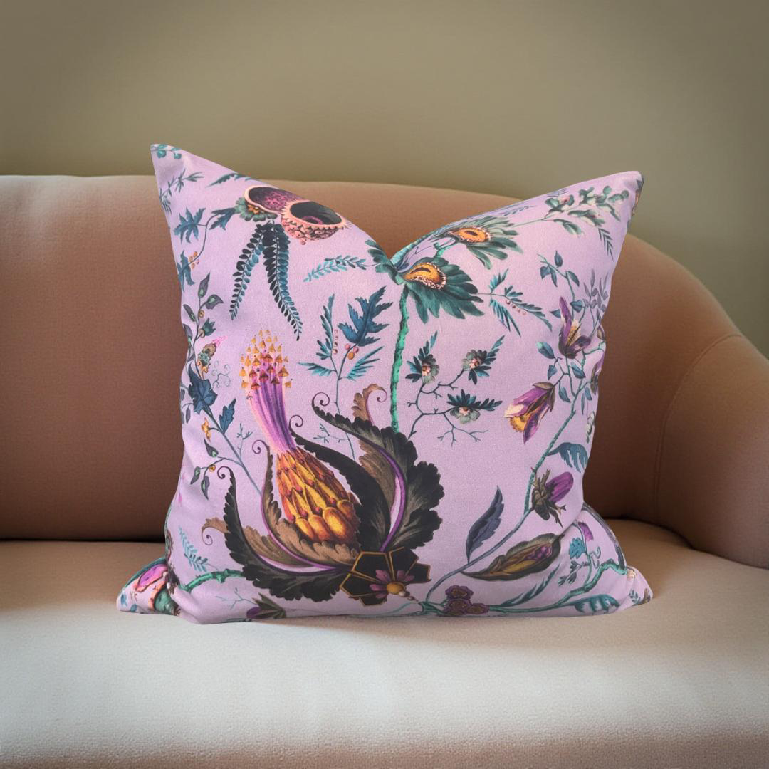 Wonderland Floral Amethyst Lapis 18x18" Knife Edge Decorative Throw Pillow