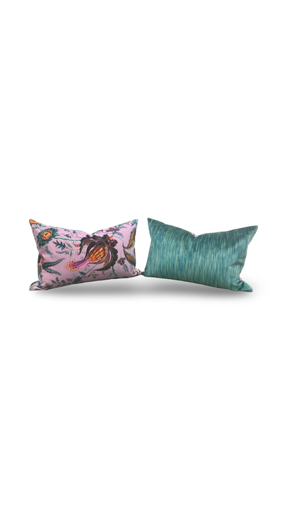Wonderland Floral Amethyst-Lapis 12X18" Knife Edge Decorative Lumbar Pillow