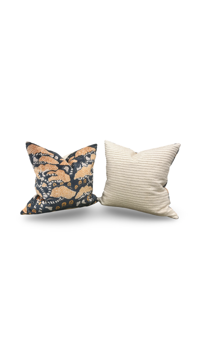 Elegant Pillow in Bonsai & Gingko Midnight Orange - 20x20" Knife Edge Decorative Pillow