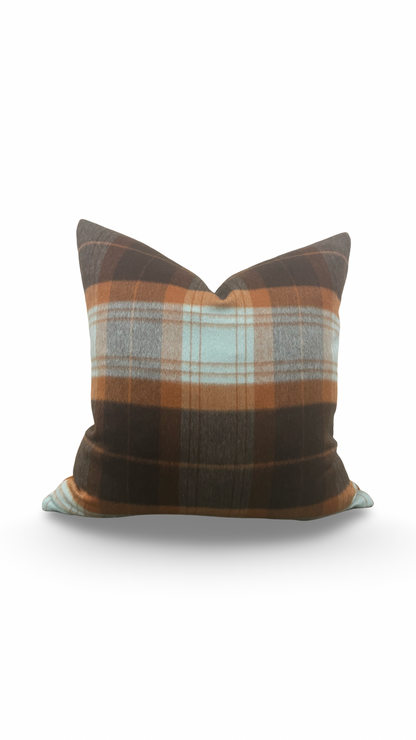 Sandra Jordan Decorative Pillow Prima Alpaca Plaid Caribbean Burn Orange 20x20" Knife Edge Cover