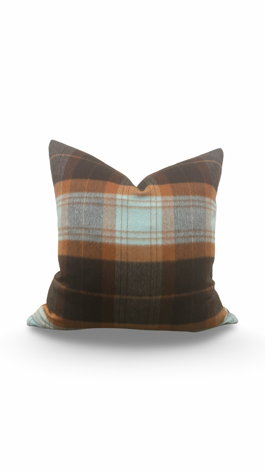 Sandra Jordan Decorative Pillow Prima Alpaca Plaid Caribbean Burn Orange 20x20" Knife Edge Cover