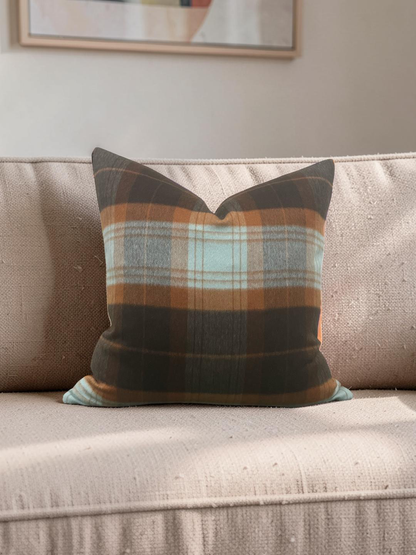 Sandra Jordan Decorative Pillow Prima Alpaca Plaid Caribbean Burn Orange 20x20" Knife Edge Cover