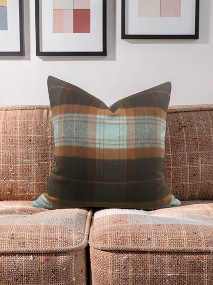 Sandra Jordan Decorative Pillow Prima Alpaca Plaid Caribbean Burn Orange 20x20" Knife Edge Cover