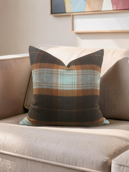 Sandra Jordan Decorative Pillow Prima Alpaca Plaid Caribbean Burn Orange 20x20" Knife Edge Cover