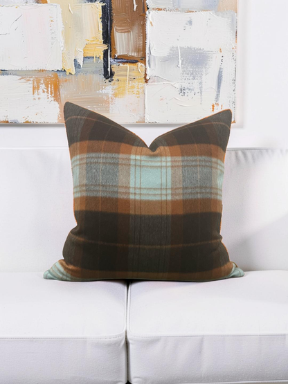 Sandra Jordan Decorative Pillow Prima Alpaca Plaid Caribbean Burn Orange 20x20" Knife Edge Cover