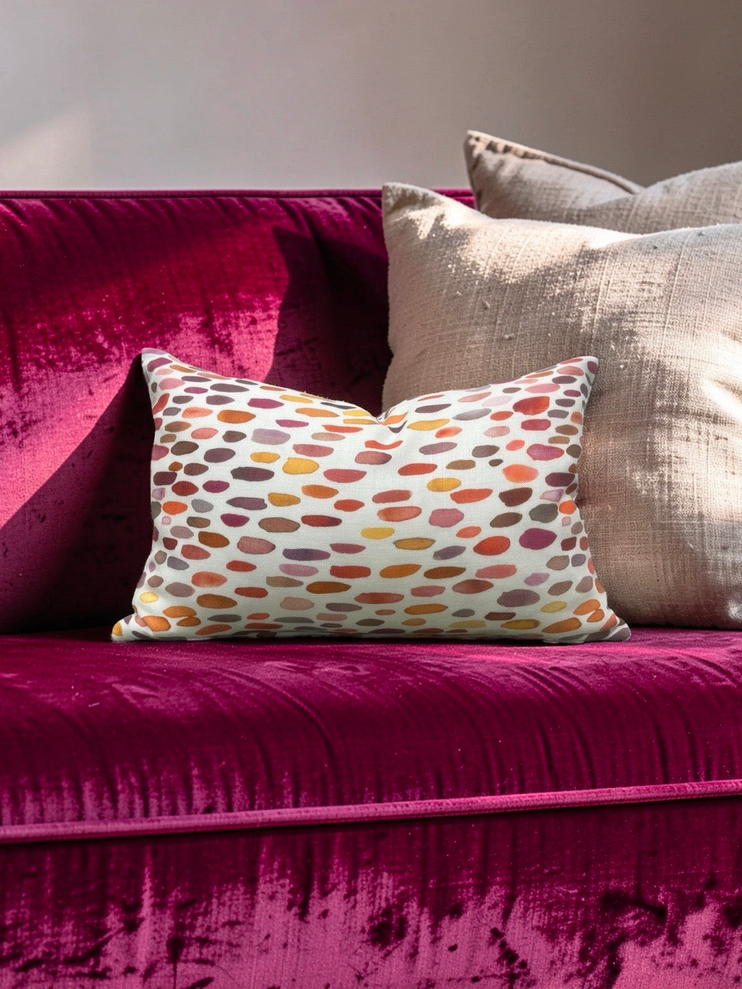 Jamboree Print Lumbar Pillow Wild Berry 12x18" Knife Edge Cover