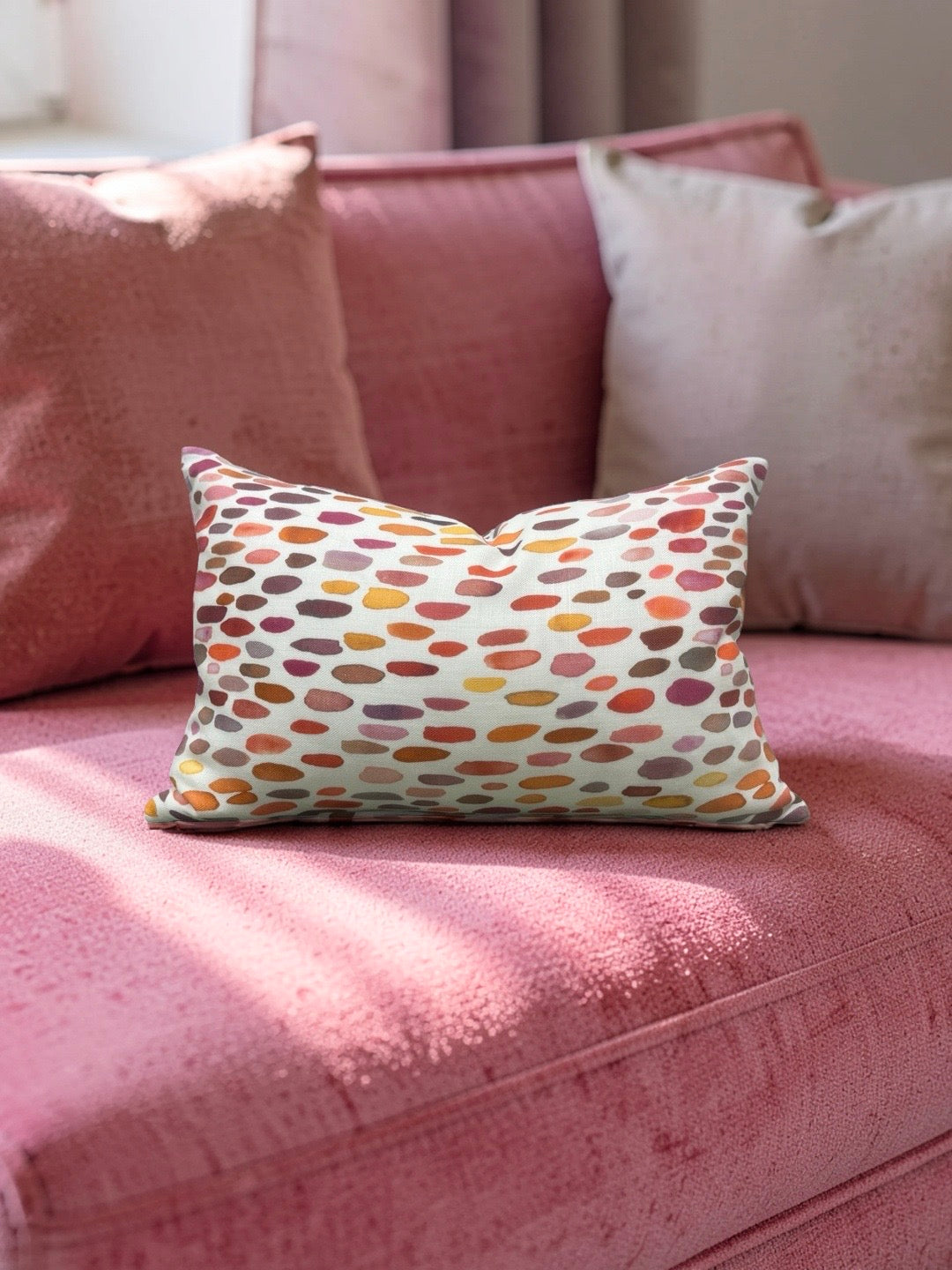 Jamboree Print Lumbar Pillow Wild Berry 12x18" Knife Edge Cover