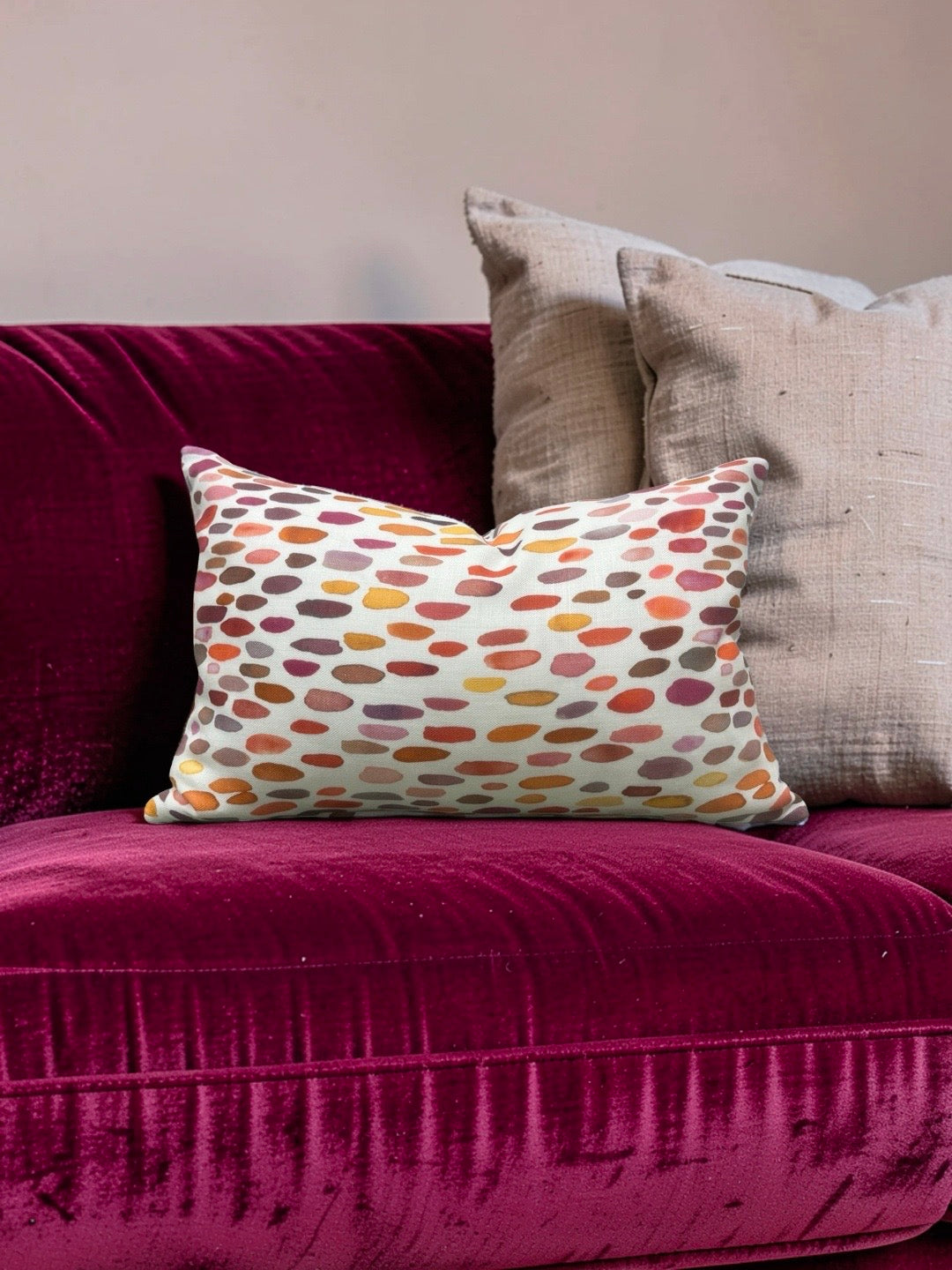 Jamboree Print Lumbar Pillow Wild Berry 12x18" Knife Edge Cover