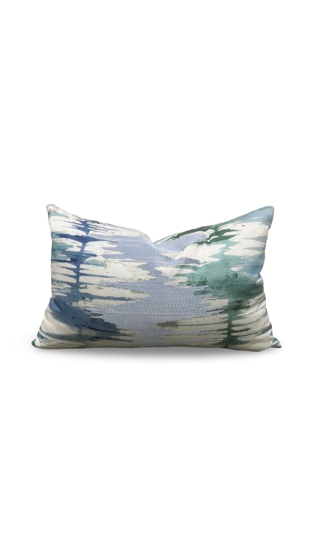 Scalamandre Fabric Lumbar Pillow River Delta Ocean 12x18" Knife Edge Cover