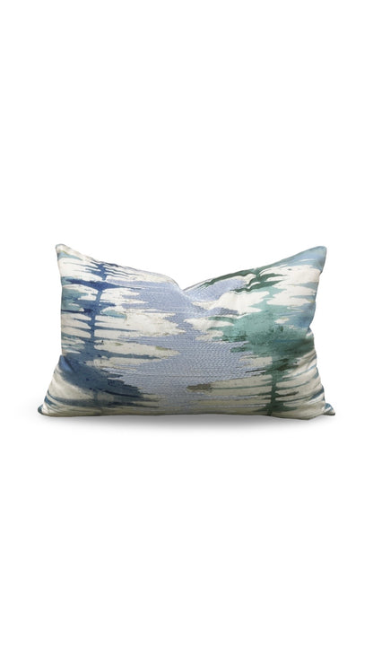 Scalamandre Fabric Lumbar Pillow River Delta Ocean 12x18" Knife Edge Cover