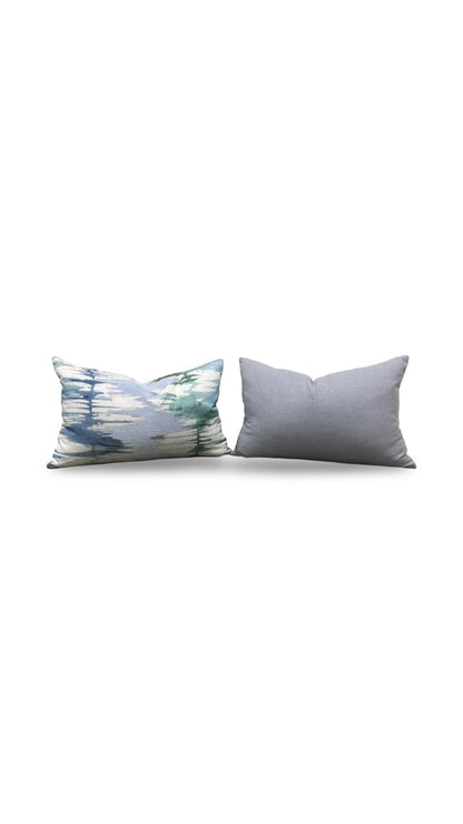 Scalamandre Fabric Lumbar Pillow River Delta Ocean 12x18" Knife Edge Cover