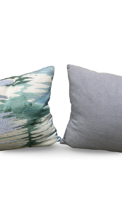 Scalamandre Fabric Lumbar Pillow River Delta Ocean 12x18" Knife Edge Cover