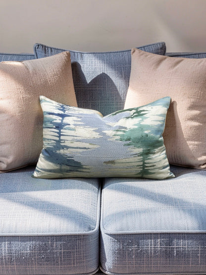 Scalamandre Fabric Lumbar Pillow River Delta Ocean 12x18" Knife Edge Cover
