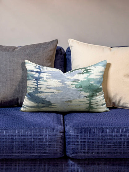 Scalamandre Fabric Lumbar Pillow River Delta Ocean 12x18" Knife Edge Cover