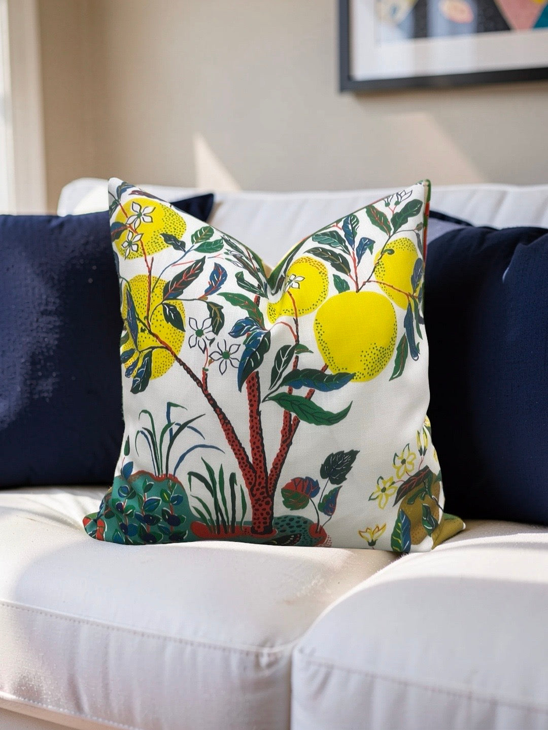 Schumacher Decorative Pillow Citrus Garden 20x20" Knife Edge Cover