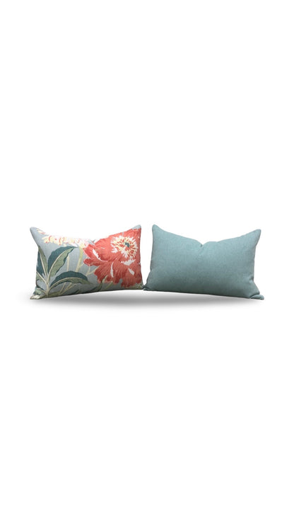 Schumacher Lumbar Pillow Enchanted Garden 12x18" Knife Edge Cover