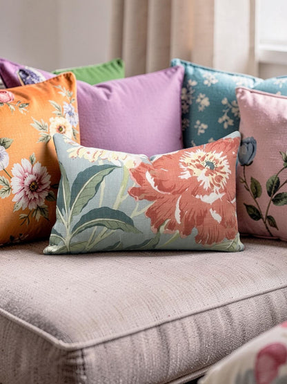 Schumacher Lumbar Pillow Enchanted Garden 12x18" Knife Edge Cover