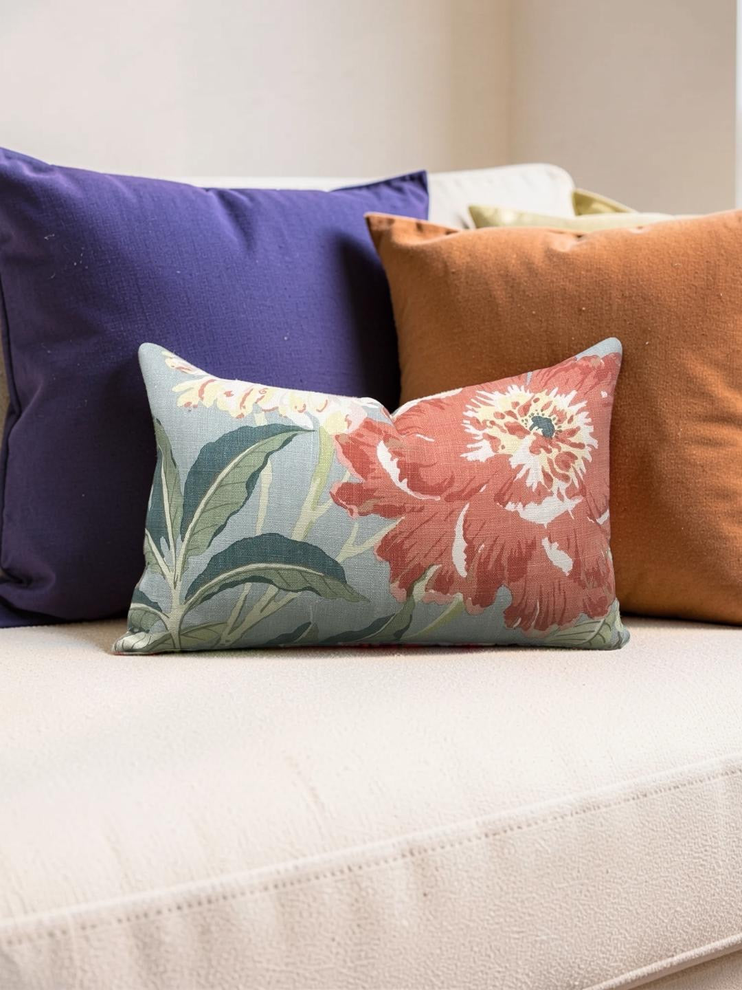 Schumacher Lumbar Pillow Enchanted Garden 12x18" Knife Edge Cover