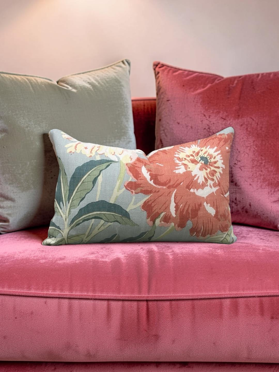 Schumacher Lumbar Pillow Enchanted Garden 12x18" Knife Edge Cover