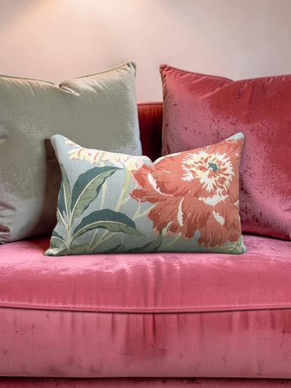 Schumacher Lumbar Pillow Enchanted Garden 12x18" Knife Edge Cover