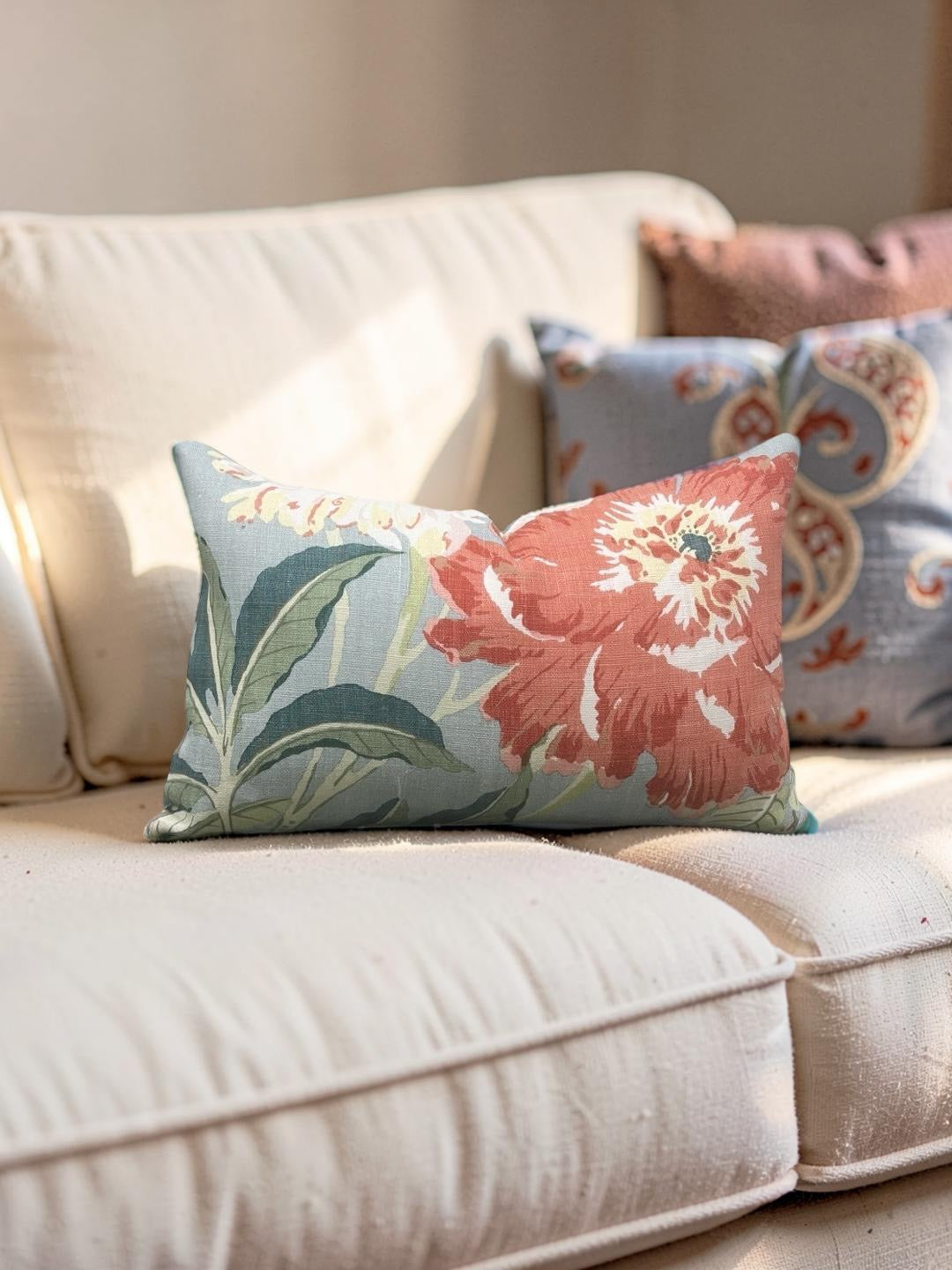 Schumacher Lumbar Pillow Enchanted Garden 12x18" Knife Edge Cover