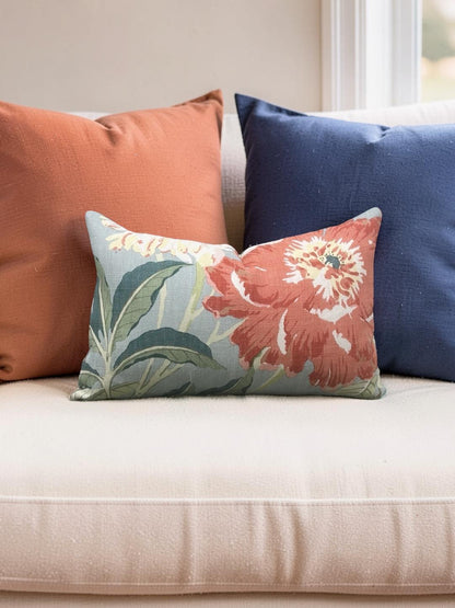 Schumacher Lumbar Pillow Enchanted Garden 12x18" Knife Edge Cover