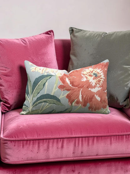 Schumacher Lumbar Pillow Enchanted Garden 12x18" Knife Edge Cover