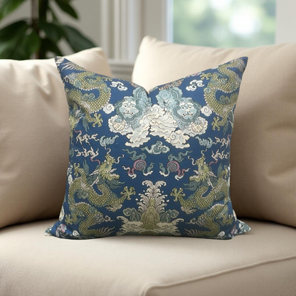 Schumacher Magic Mountain Dragon 22x22" Knife Edge Decorative Throw Pillow