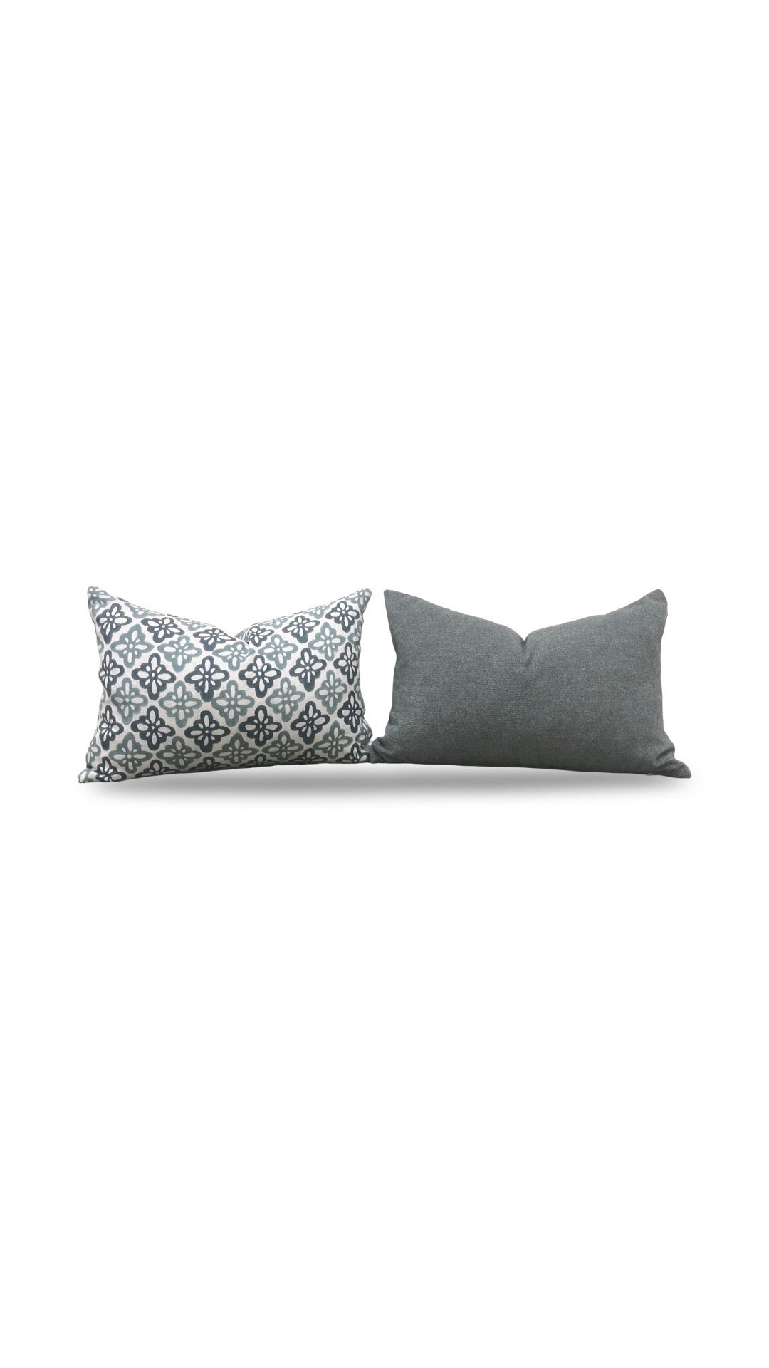 Schumacher Lumbar Pillow Pattee Hand Block Print 12x18" Knife Edge Cover